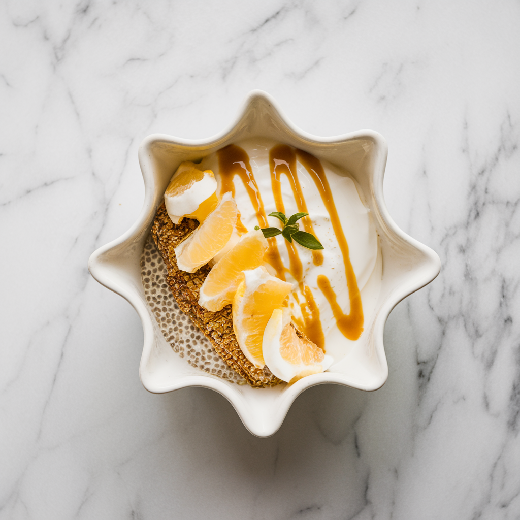 Airy Coconut & Matcha Chia Parfait with Citrus Drizzle