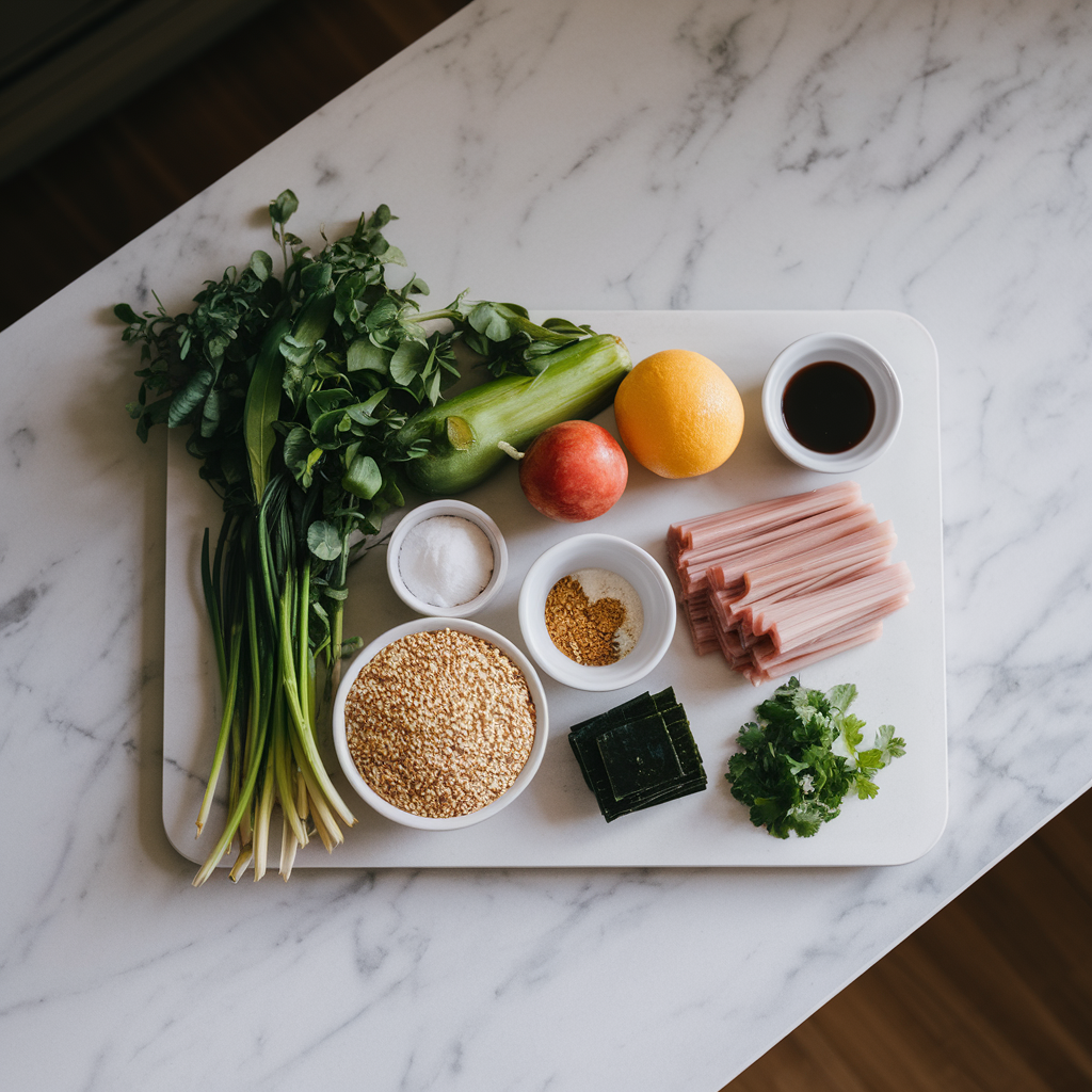Ingredients for Ancient Grain Spelt and Seaweed Rolls with Umami Infusion