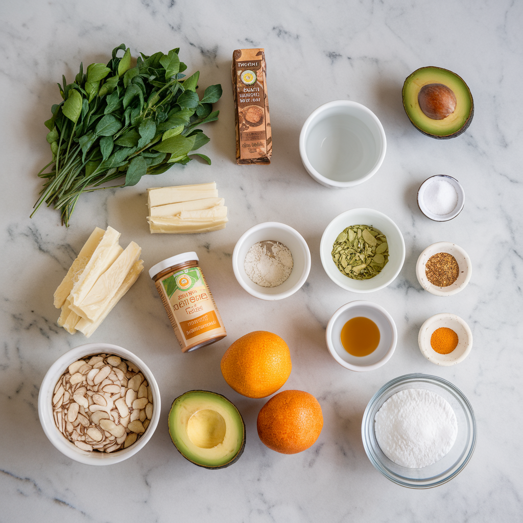Ingredients for Avocado Matcha Bliss Bars with Almond-Coconut Crust