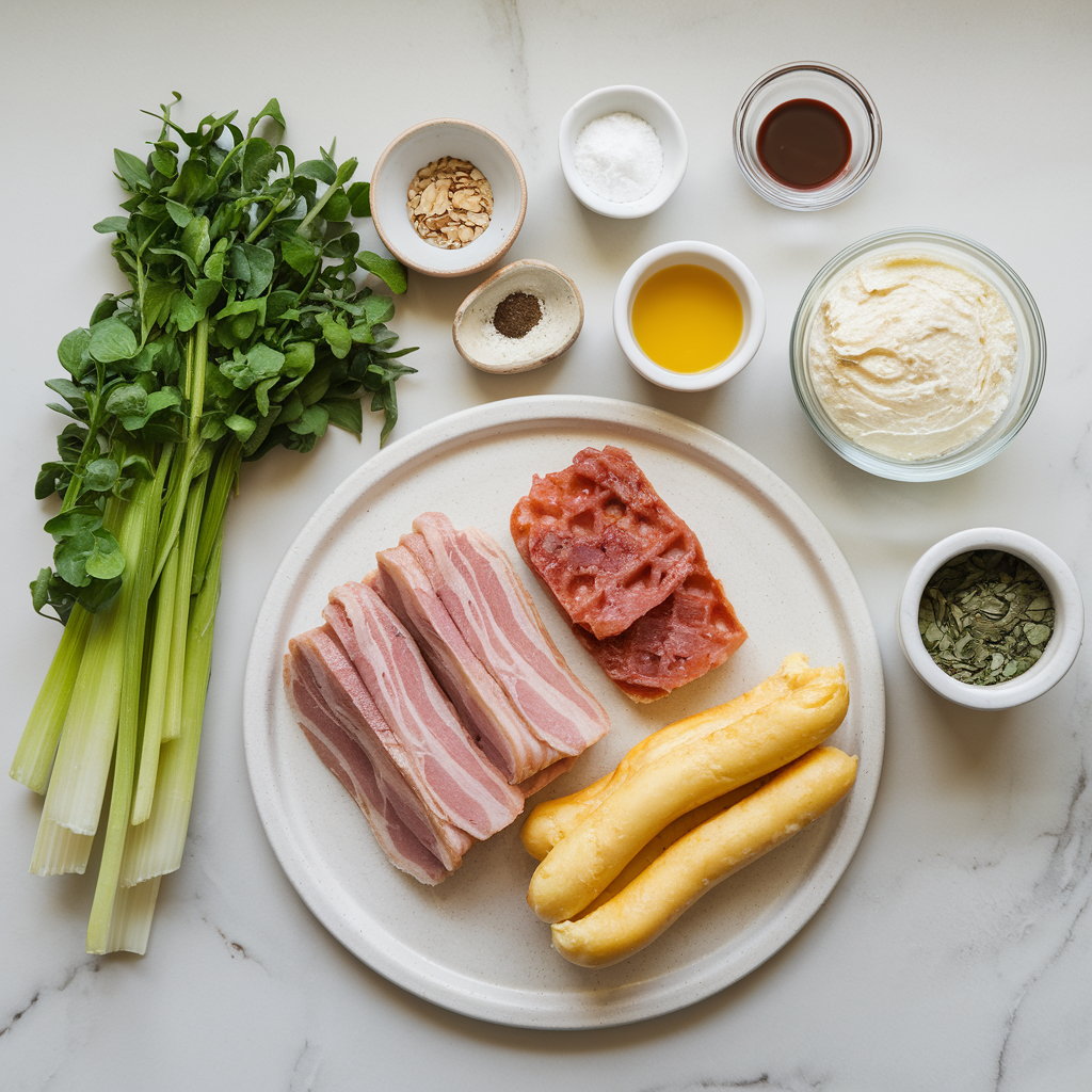 Ingredients for Bacon & Sausage Breakfast Waffle Bombs