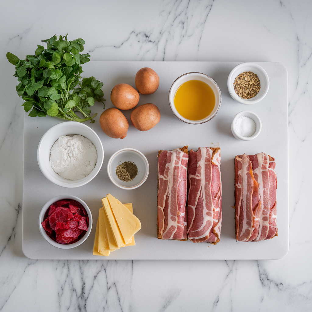 Ingredients for Bacon-Wrapped Beef & Cheddar Swirl Bread
