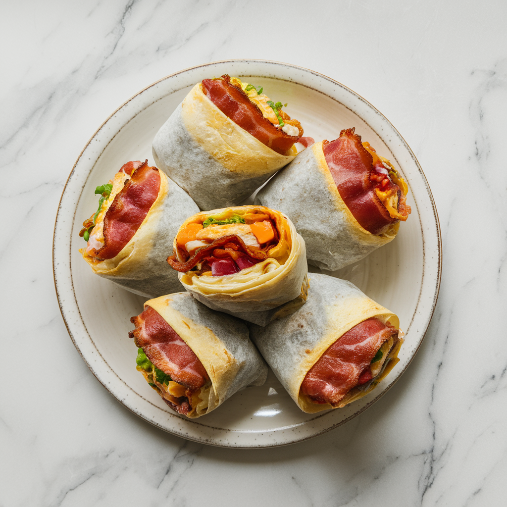 Bacon Wrapped Breakfast Burrito Bombs