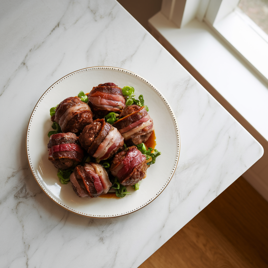 Bacon-Wrapped Maple Bourbon Beef Bombs