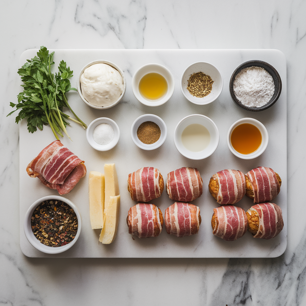 Ingredients for Bacon-Wrapped Meatball-Stuffed Garlic Knots