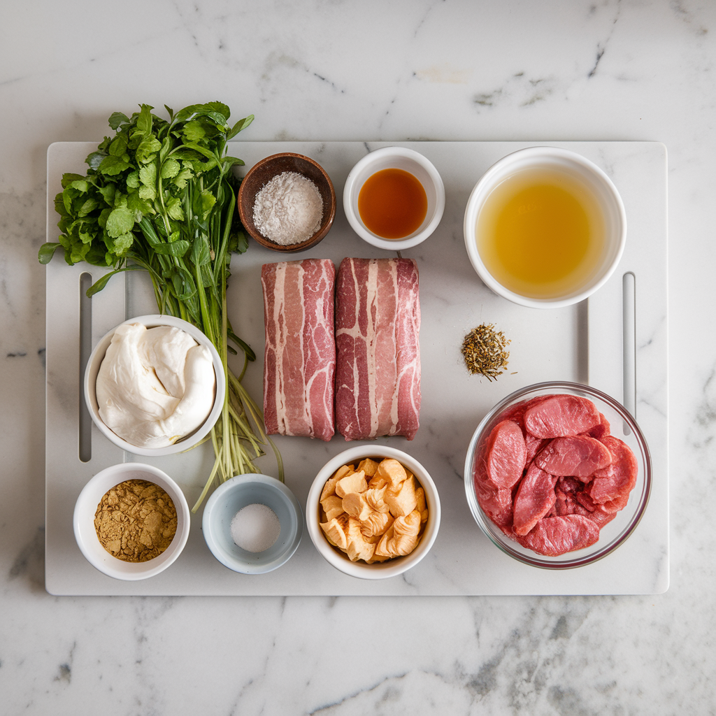 Ingredients for Bacon-Wrapped Meatloaf-Stuffed Pretzel Rolls