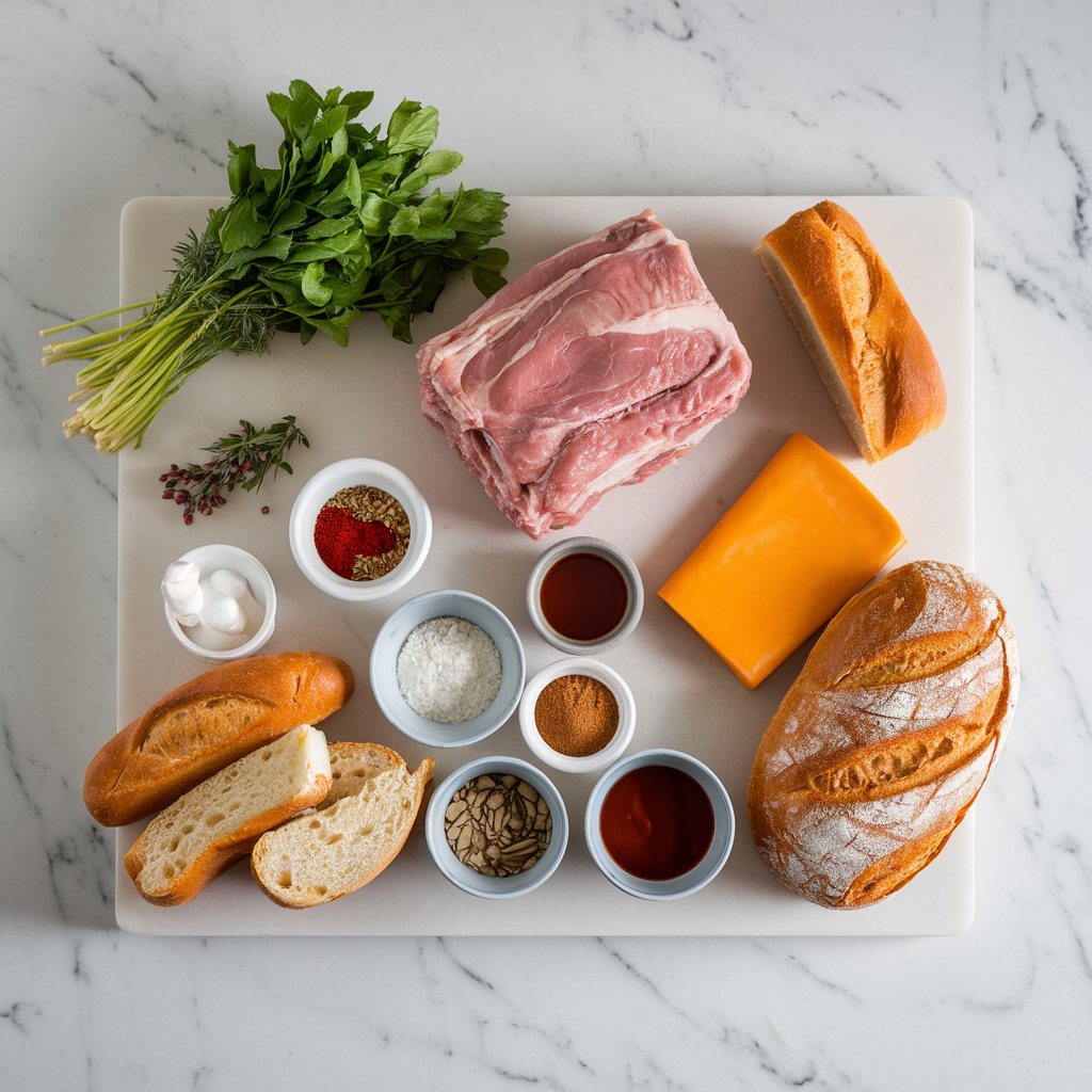 Ingredients for Decadent BBQ Pulled Pork and Cheddar Swirl Bread