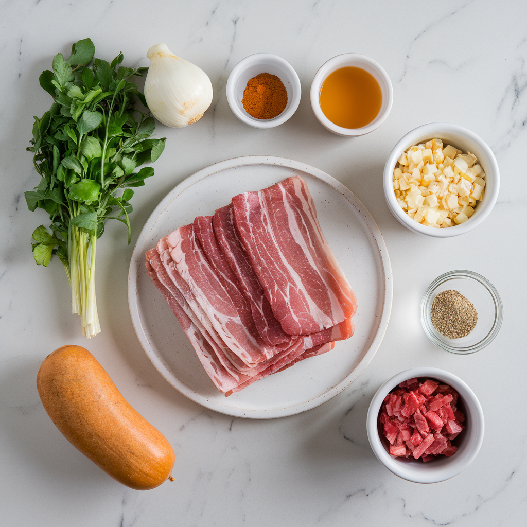 Ingredients for Breakfast Bacon & Beef Bombs with Cheesy Hash Centers