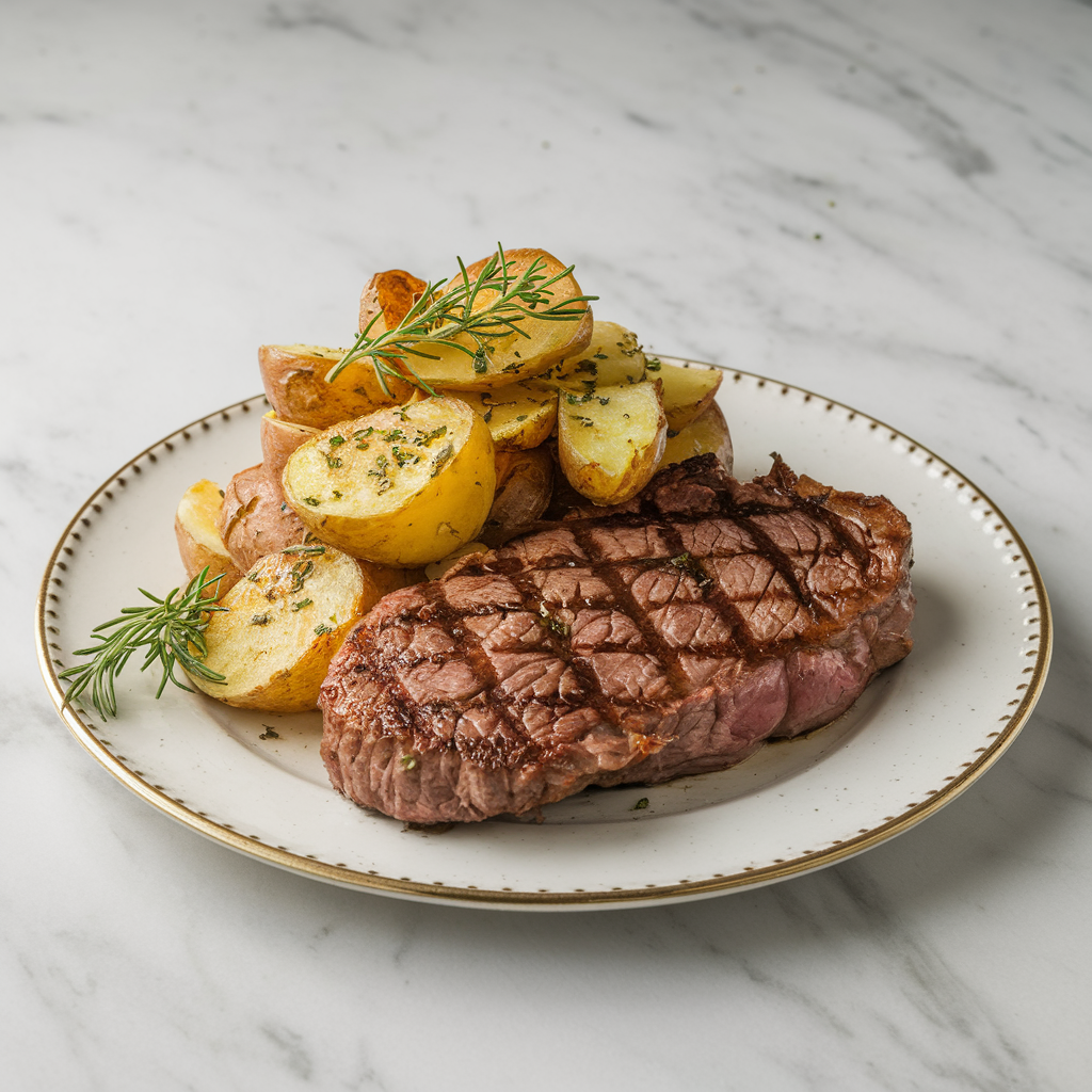 Carnivore's Delight: Grilled Steak & Crispy Potato Salad