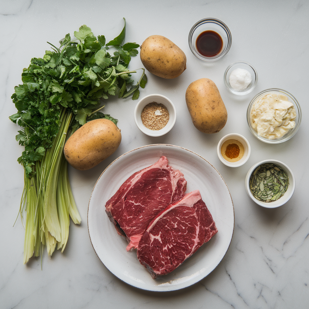 Ingredients for Carnivore's Delight: Grilled Steak & Crispy Potato Salad