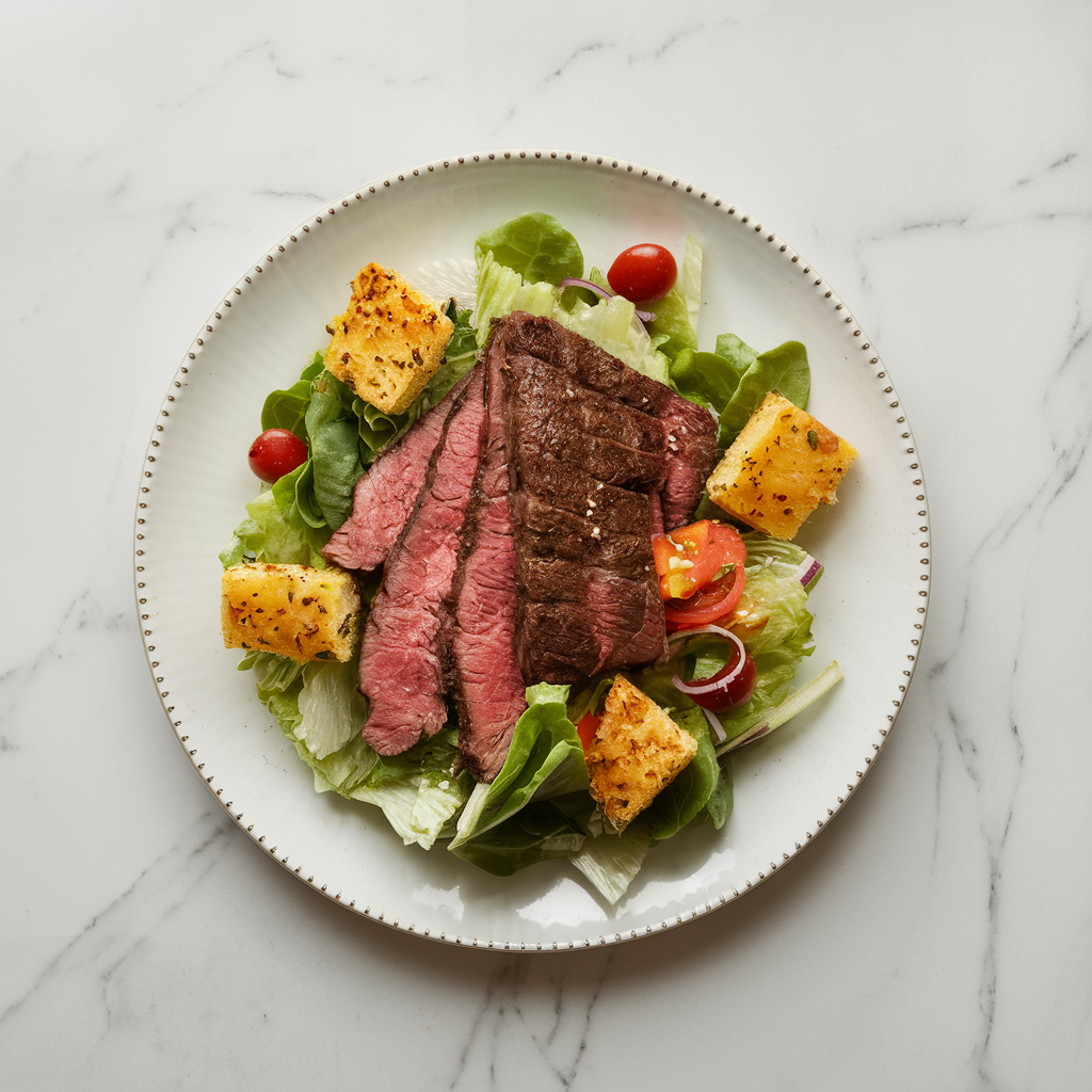 Carnivorous Fiesta in a Bowl: Chipotle Ribeye Steak Salad with Crispy Tostada Croutons