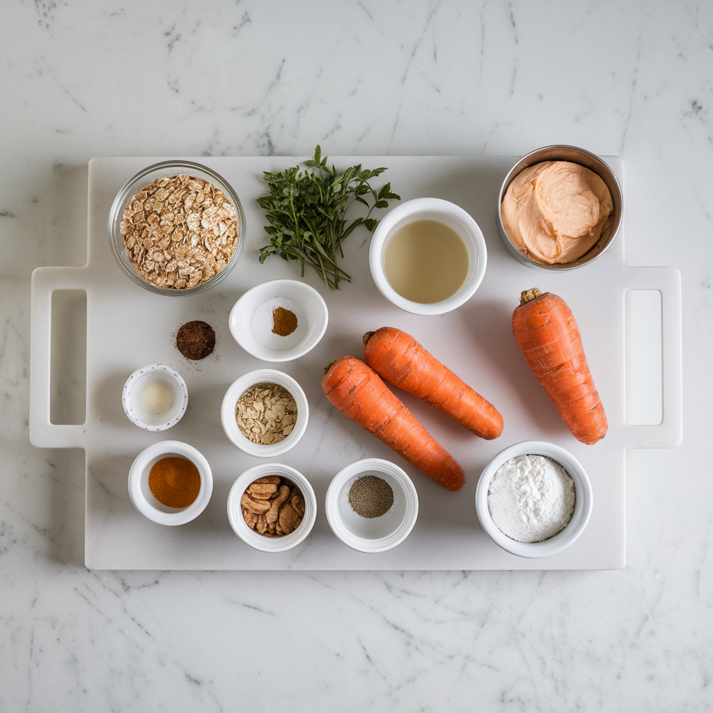 Ingredients for Carrot Ginger Cashew Cream Tart with a Pecan Oat Crust