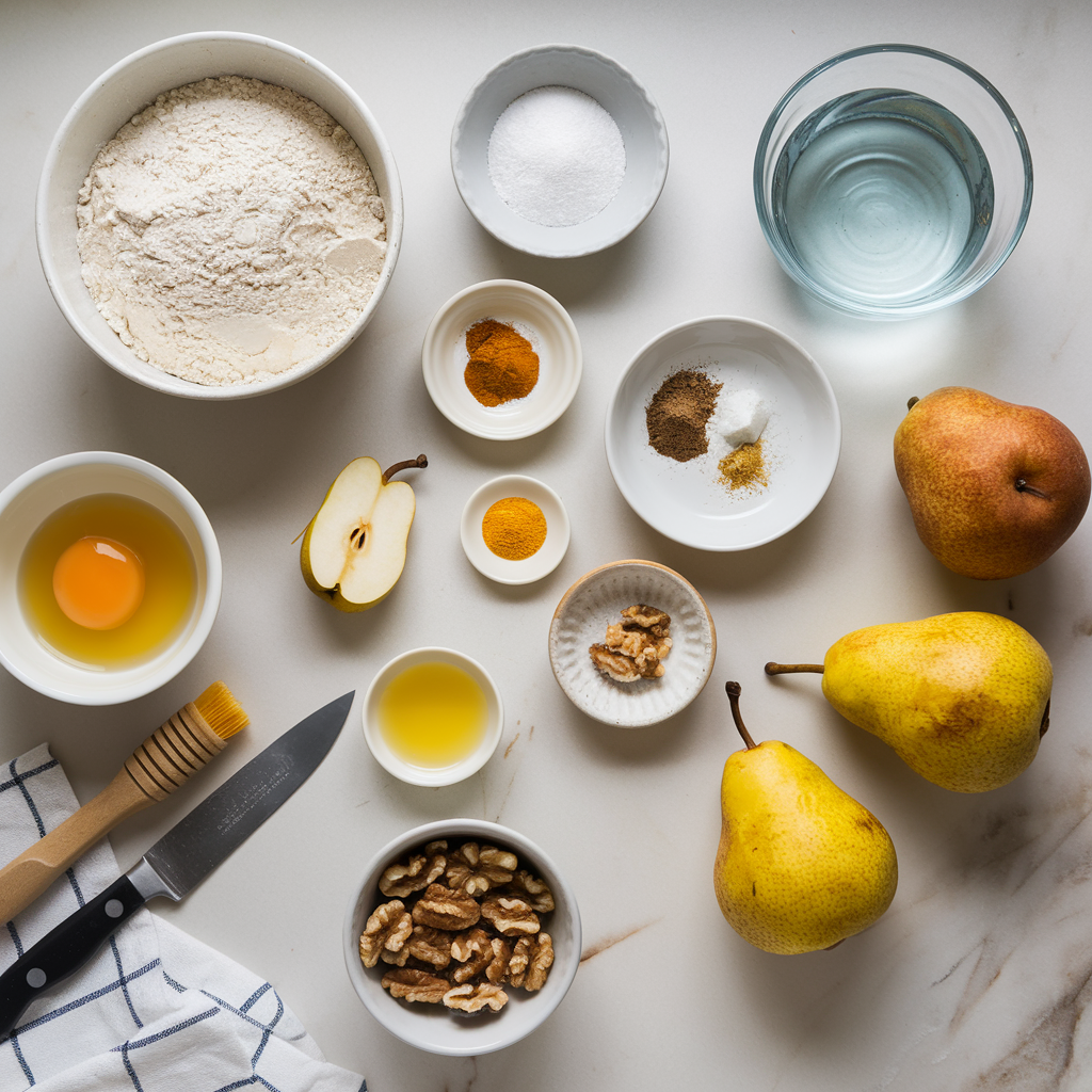 Ingredients for Chai-Spiced Pear and Walnut Galette