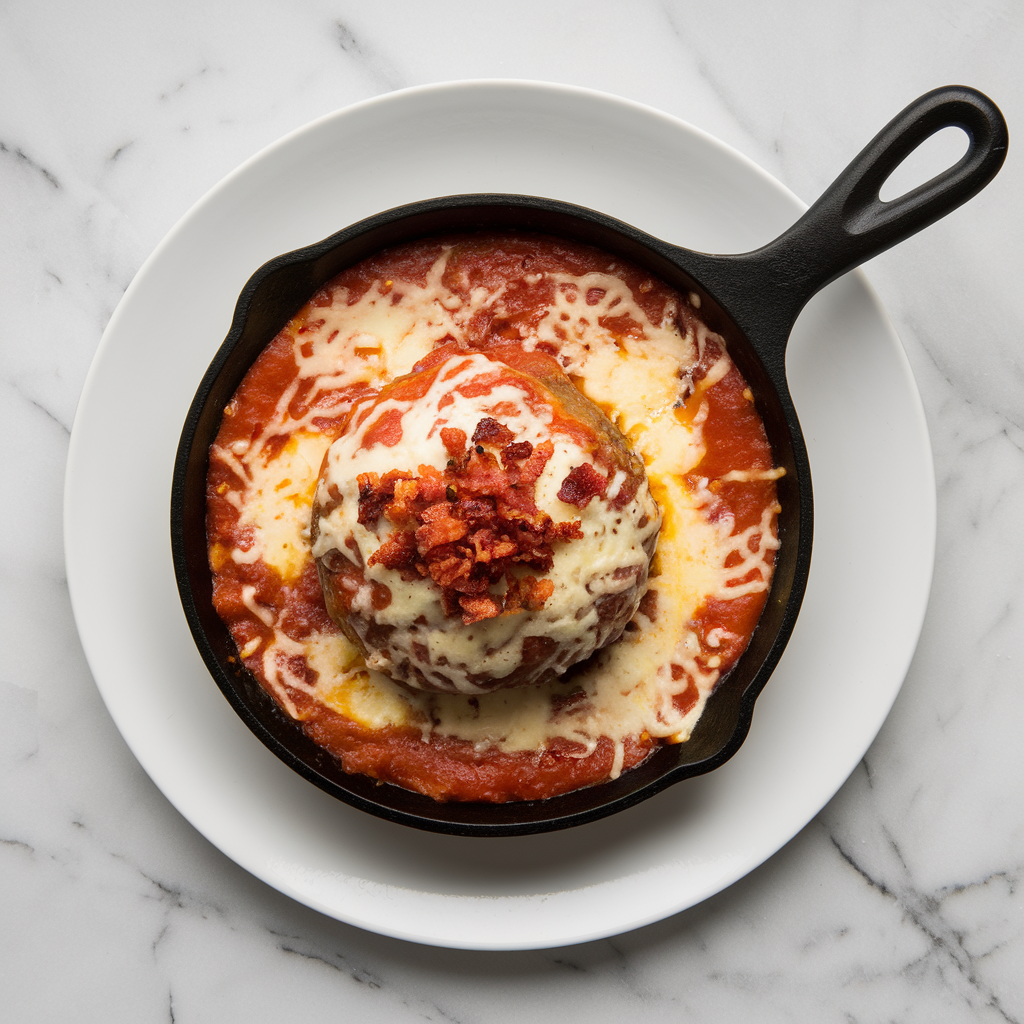 Cheesy Bacon-Stuffed Meatball Skillet