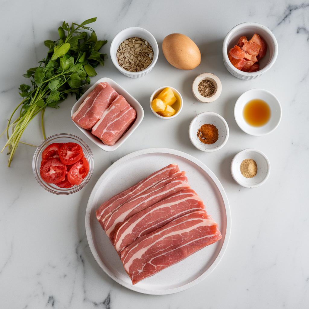 Ingredients for Cheesy Bacon-Stuffed Pork Tenderloin Rolls with Honey-Dijon Glaze
