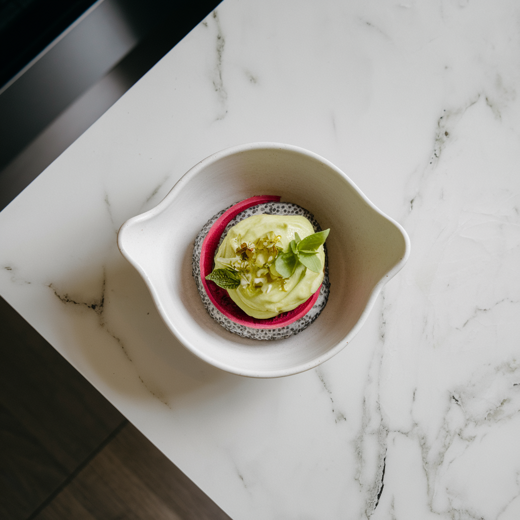 Chia-Infused Dragon Fruit Delight with Avocado Lime Cream