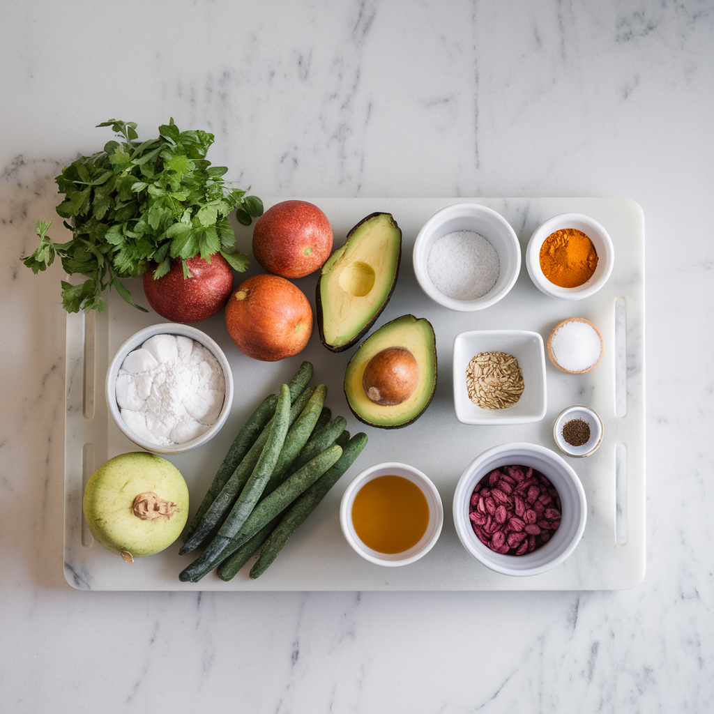 Ingredients for Coconut Black Bean Brownie Bites with Avocado Frosting