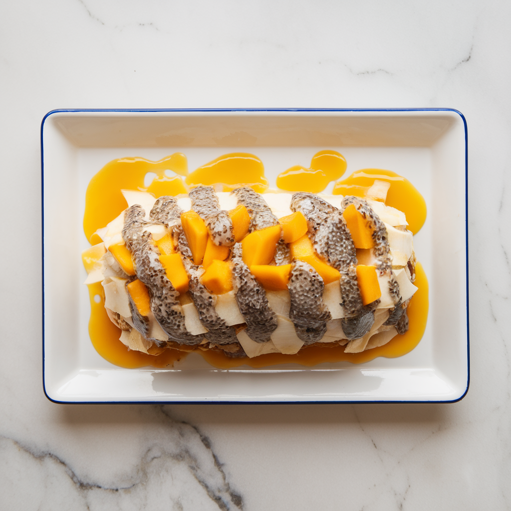 Coconut Cassava Delight with Chia-Mango Drizzle