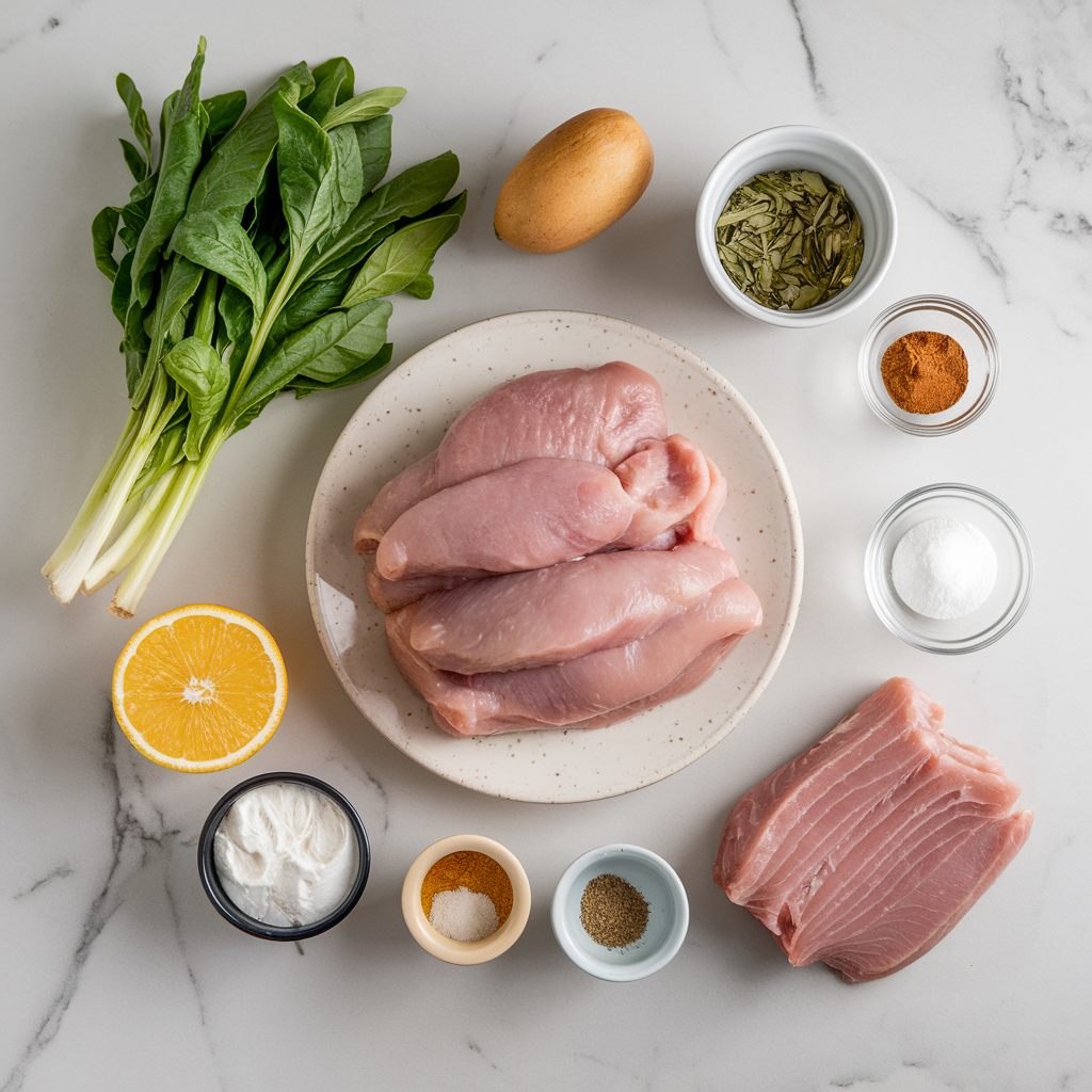 Ingredients for Creamy Spinach & Sausage Stuffed Chicken Bombs