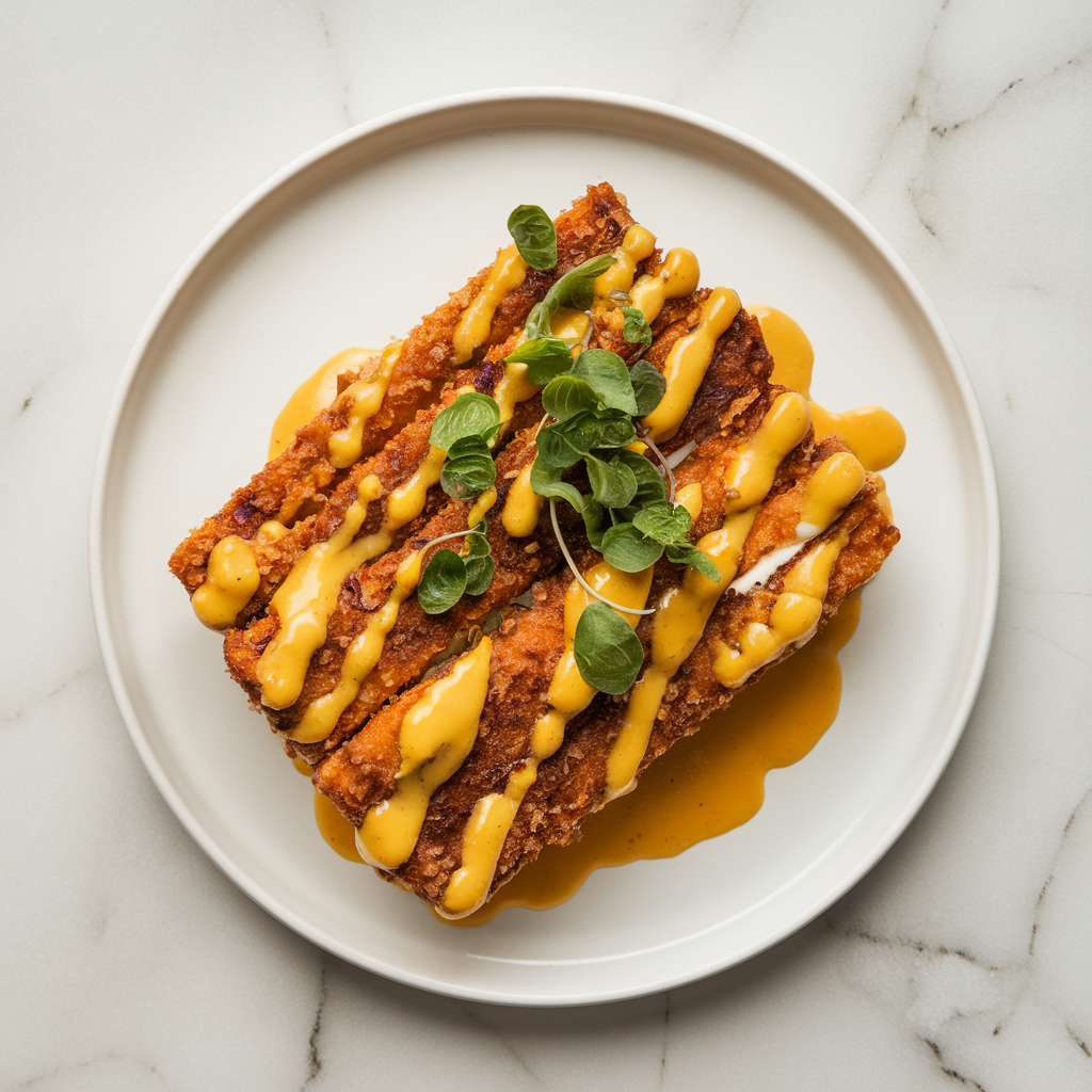 Crispy Air-Fried Seitan with Sweet and Spicy Mango Glaze