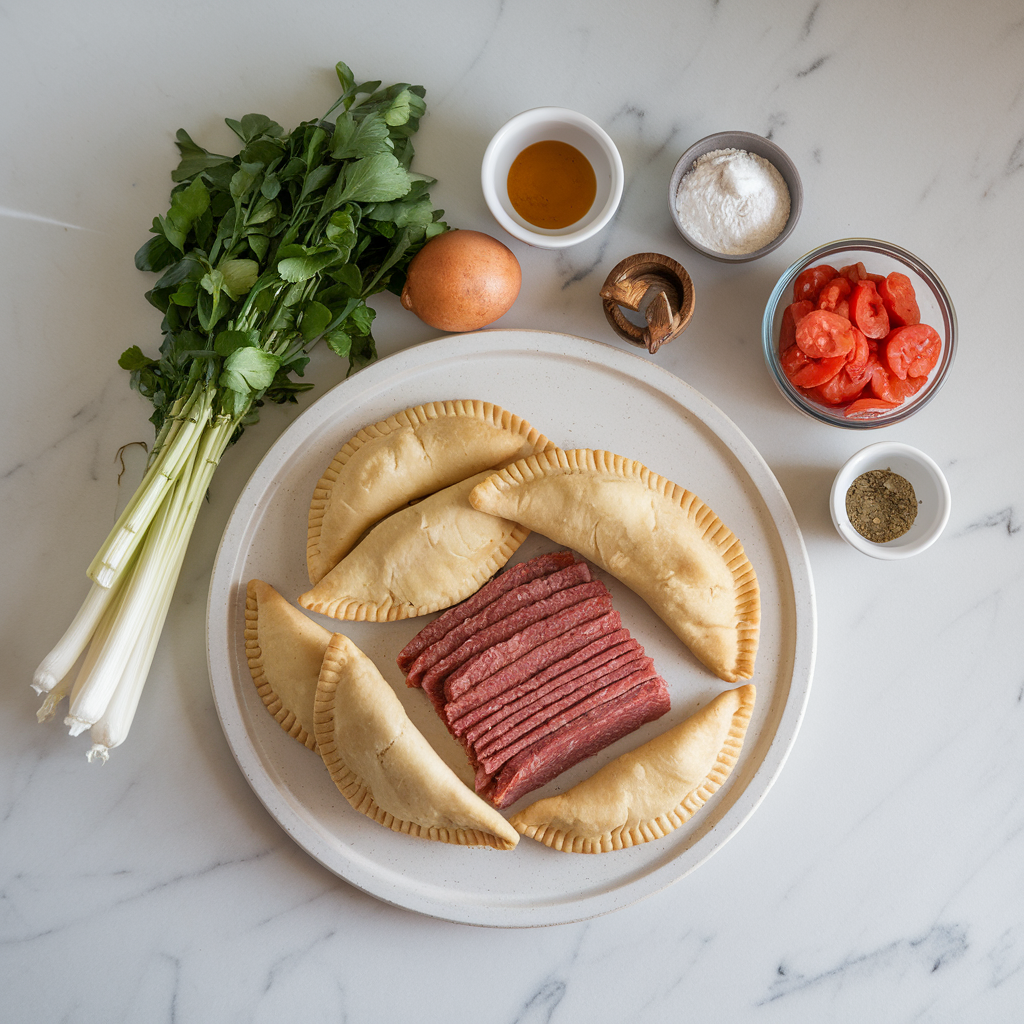 Ingredients for Crispy Air Fryer Beef Empanadas with Spicy Chorizo Cheese Filling