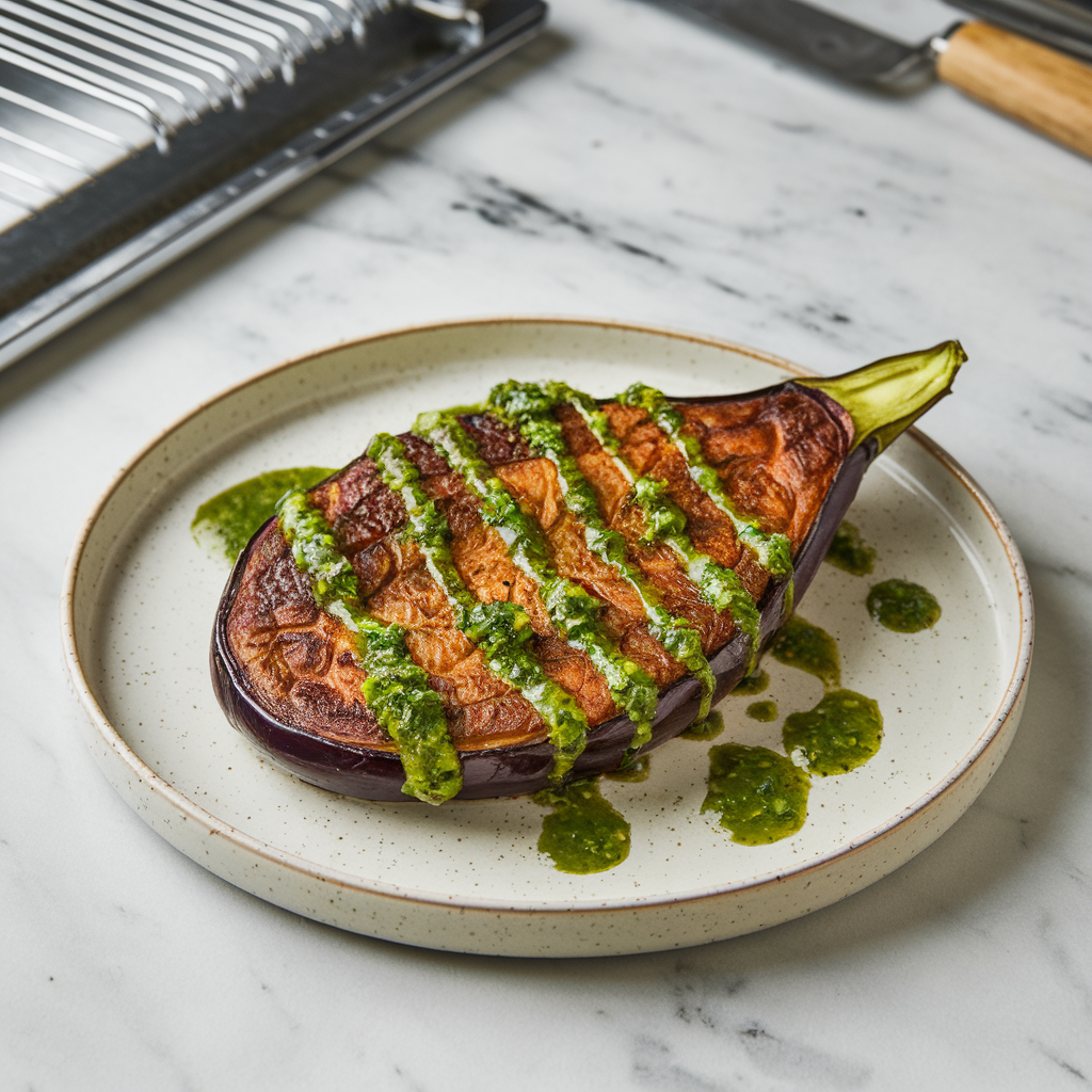 Crispy Air Fryer Eggplant Steaks with Chimichurri Drizzle