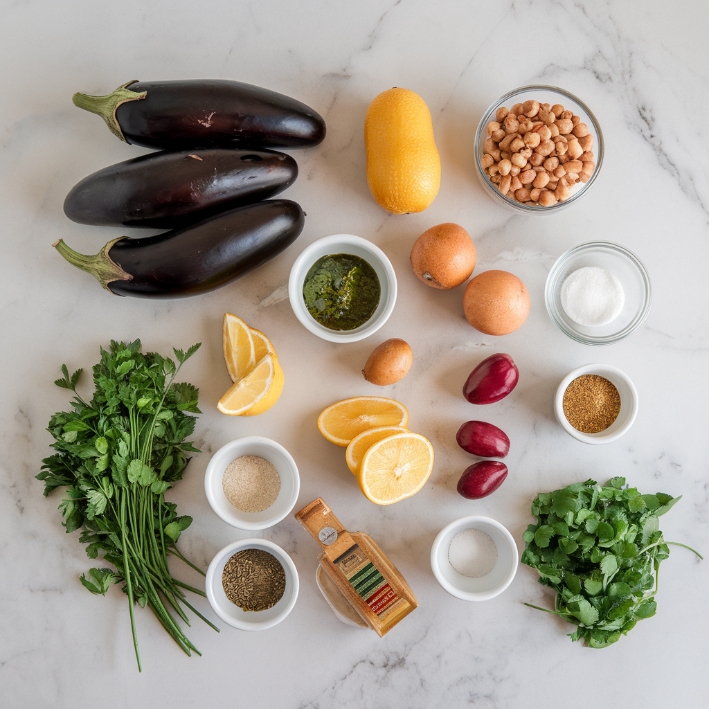 Ingredients for Crispy Air Fryer Eggplant Steaks with Chimichurri Drizzle