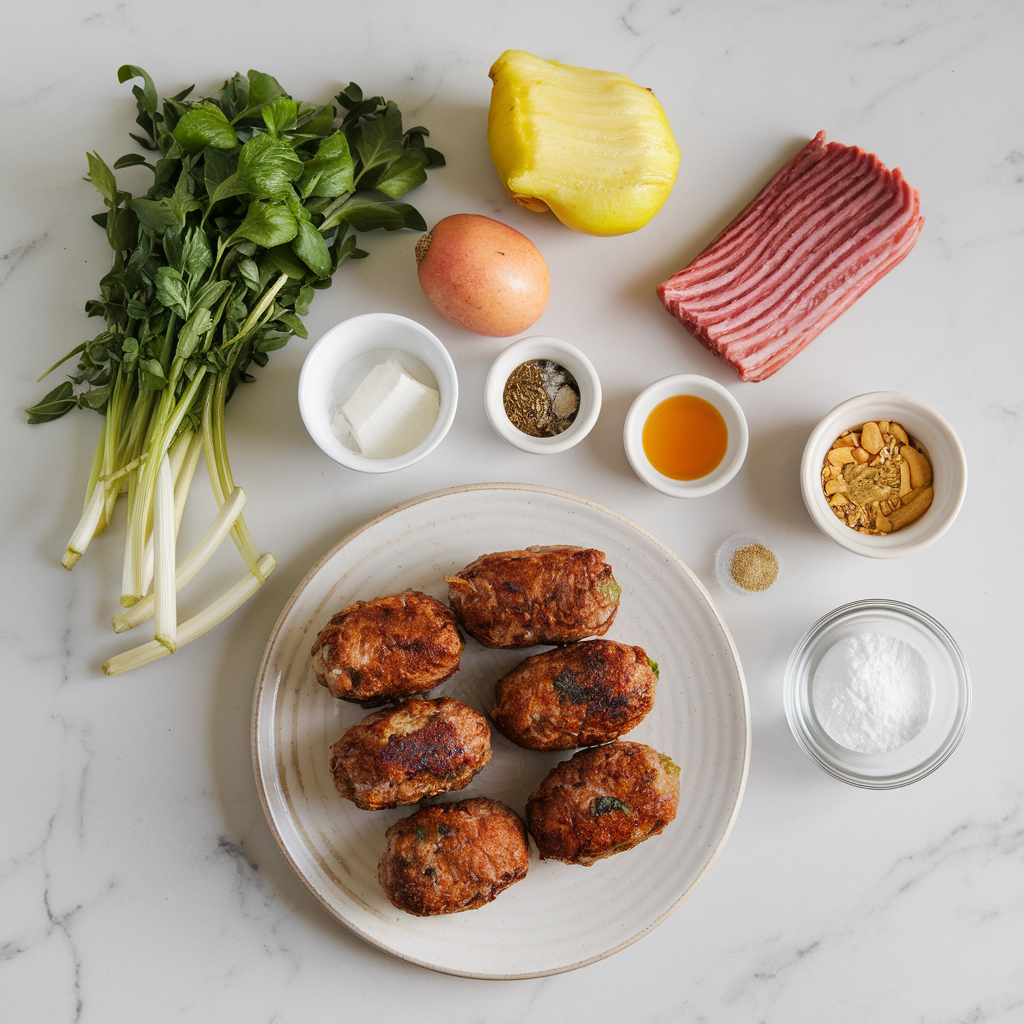 Ingredients for Crispy Air Fryer Lamb Kofta with Feta-Stuffed Centers