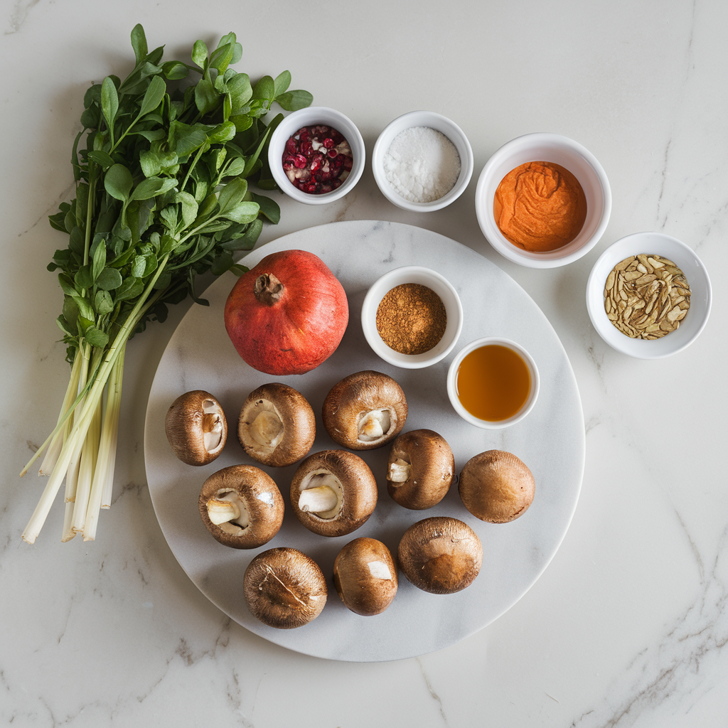 Ingredients for Crispy Air Fryer Lentil-Stuffed Mushrooms with Pomegranate Glaze