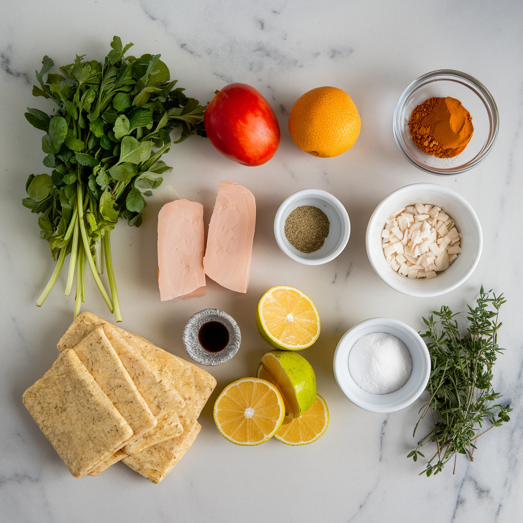 Ingredients for Crispy Air Fryer Tempeh with Smoky Paprika and Thyme