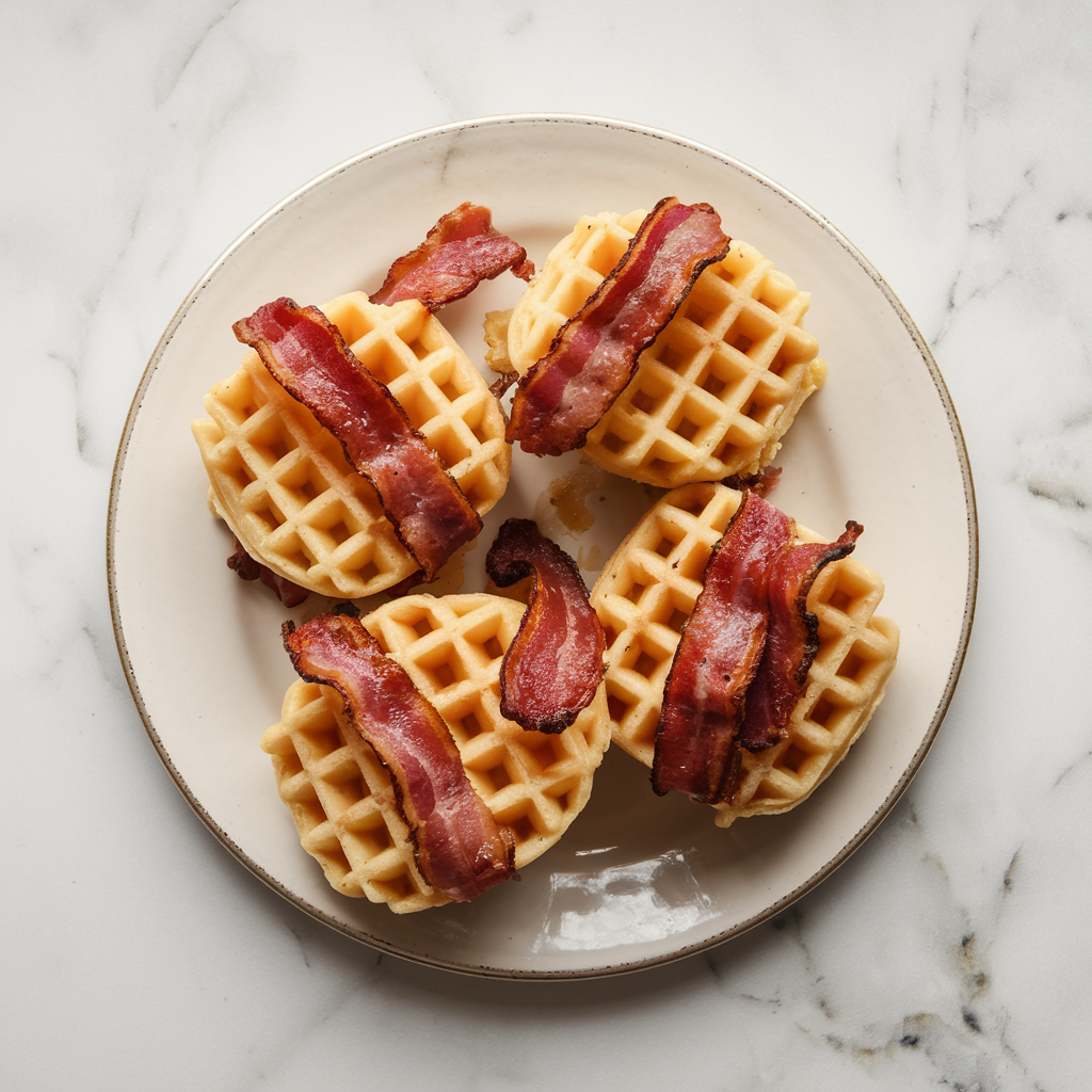Crispy Bacon & Sausage Stuffed Waffle Bombs