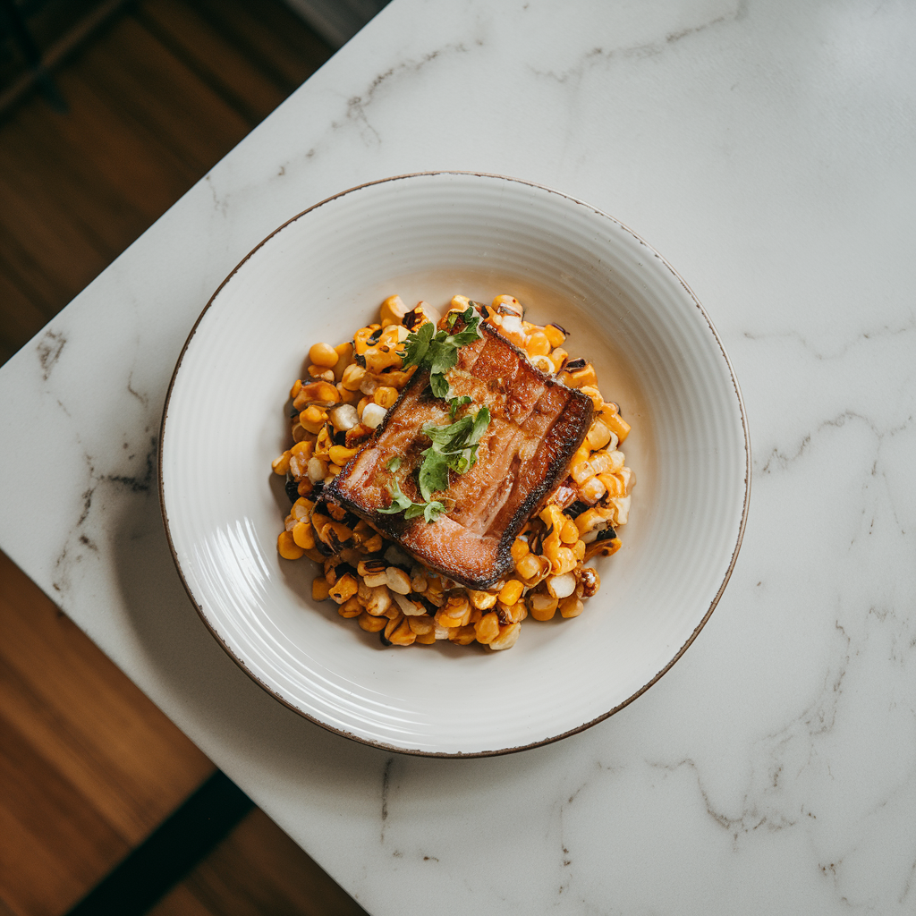 Crispy Pork Belly & Charred Corn Fiesta Salad