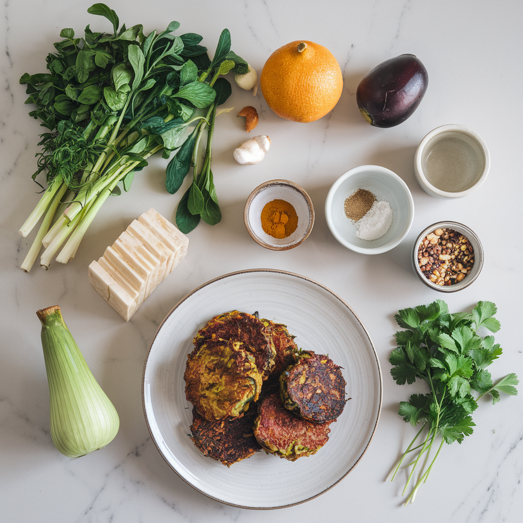 Ingredients for Crispy Spiced Eggplant & Chickpea Fritters: Air Fryer Delight