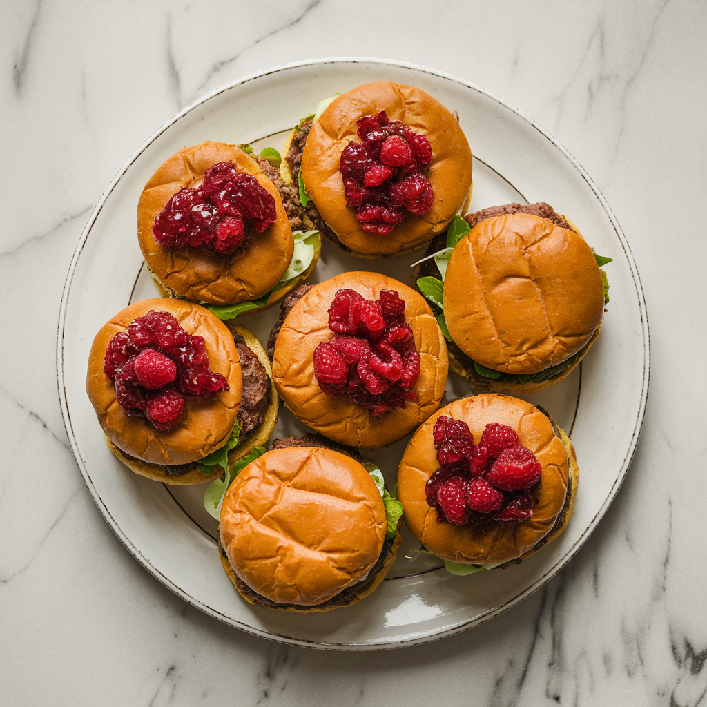Decadent Air Fryer Lamb Burger Sliders with Brie and Raspberry Relish