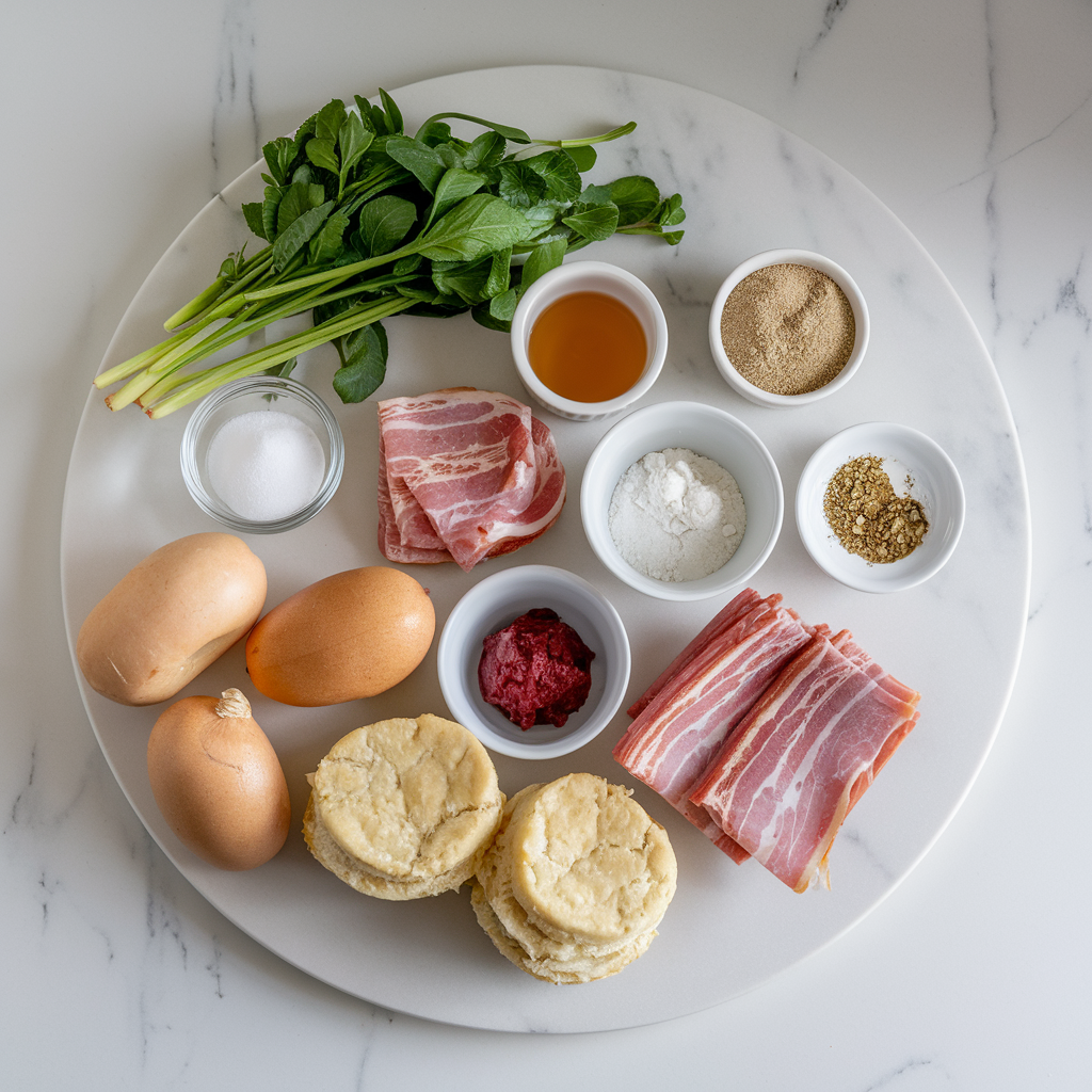 Ingredients for Decadent Bacon Jam and Sausage Biscuit Bombs