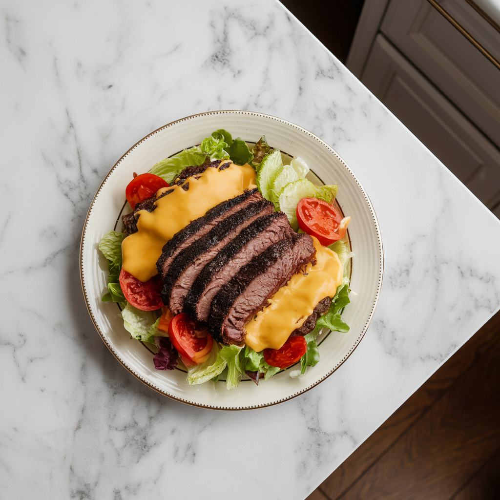 Decadent BBQ Brisket & Cheeseburger Salad