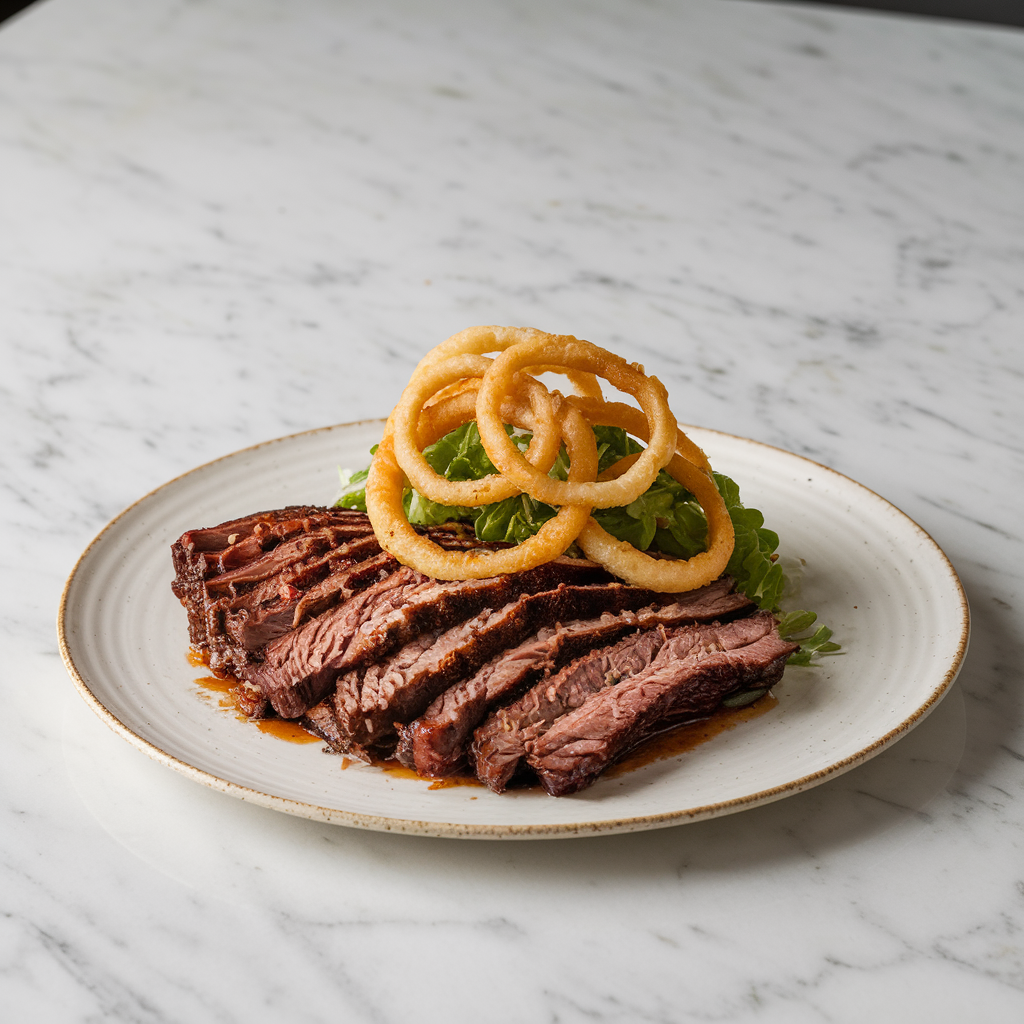 Decadent BBQ Brisket & Crispy Onion Ring Salad