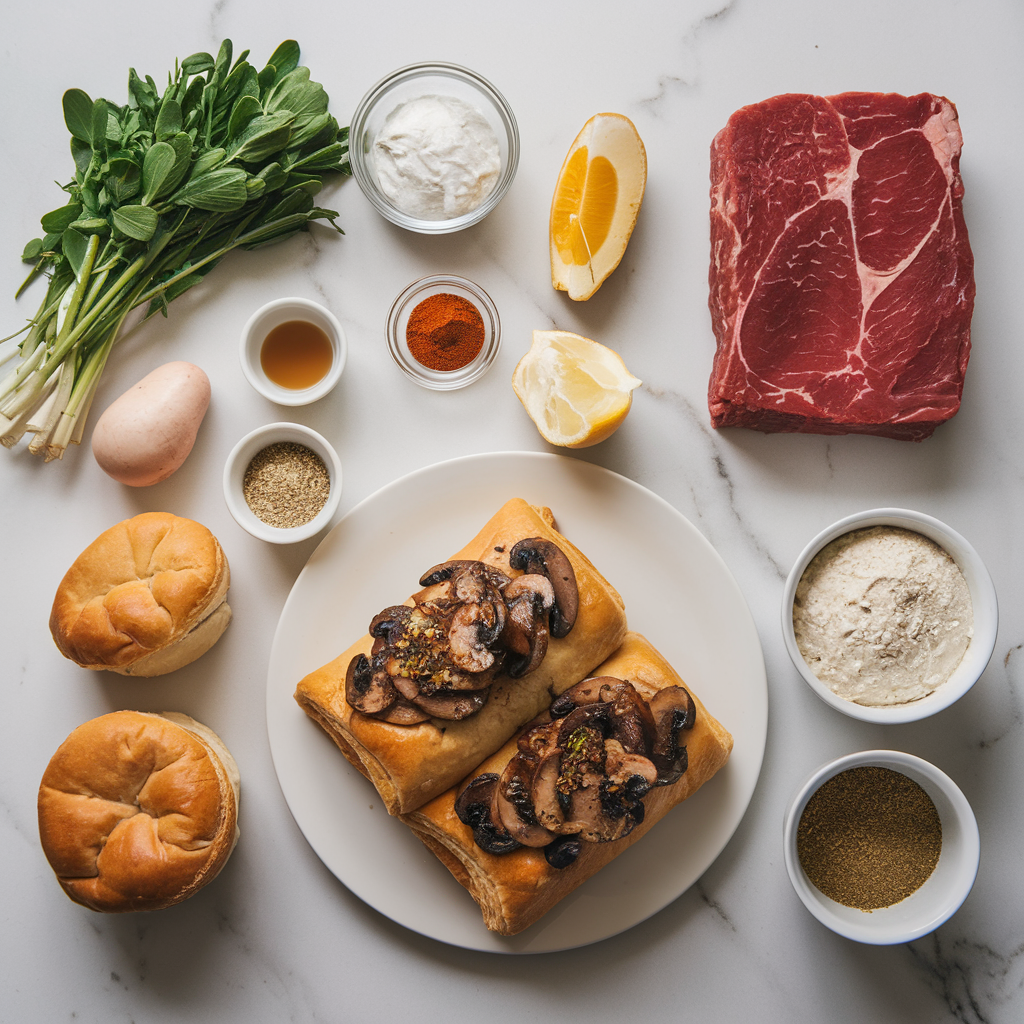 Ingredients for Decadent Beef Wellington-Stuffed Dinner Rolls