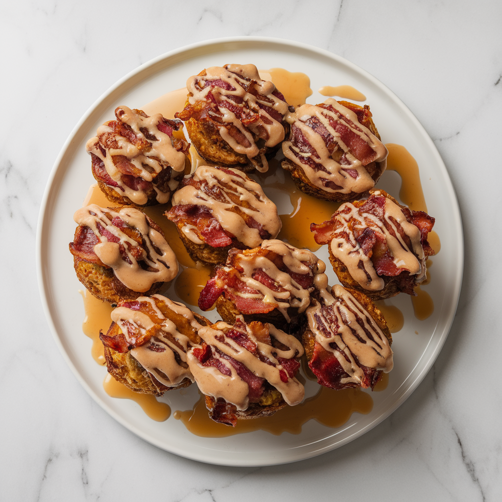 Decadent Breakfast Bacon Bombs with Maple Bacon Drizzle