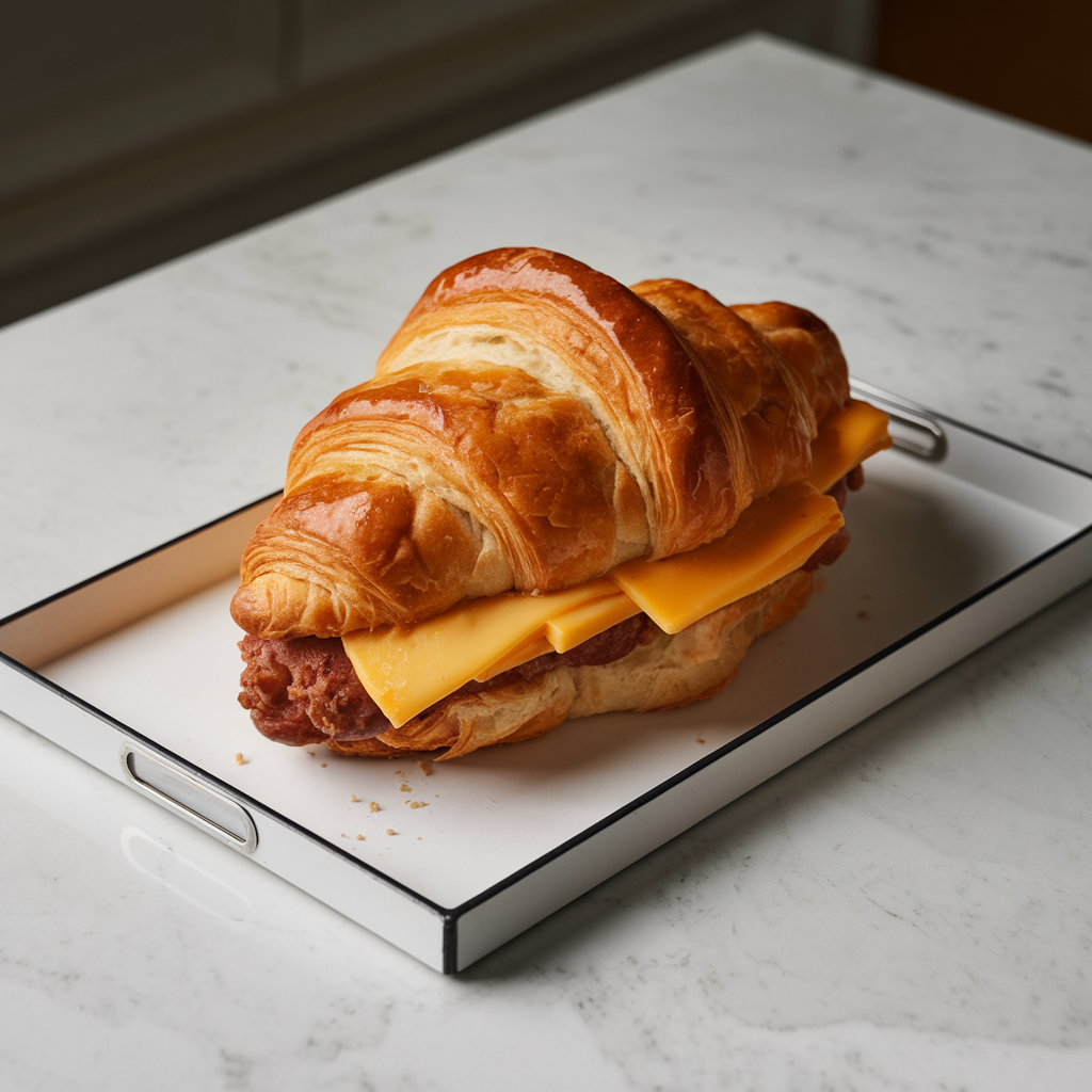 Decadent Breakfast Sausage and Cheddar Croissant Bake