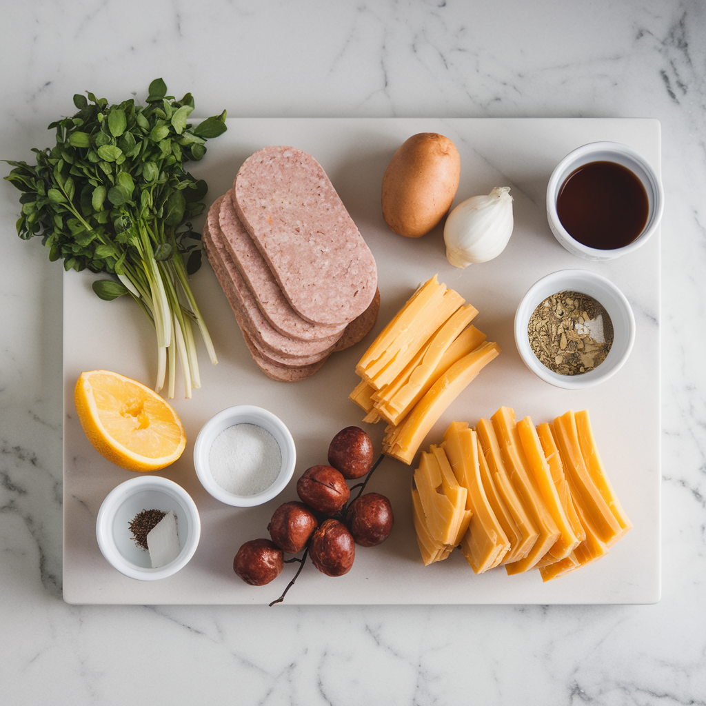 Ingredients for Decadent Breakfast Sausage and Cheddar Croissant Bake