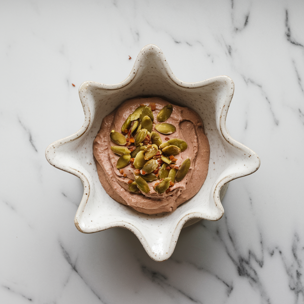 Decadent Cacao-Avocado Mousse with Spiced Pumpkin Seed Crunch