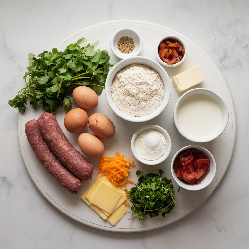 Ingredients for Decadent Chorizo Breakfast Pancake Stack