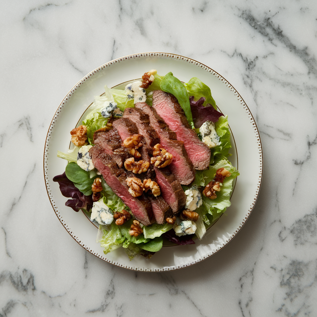 Decadent Steak & Blue Cheese Salad with Bacon-Walnut Crunch
