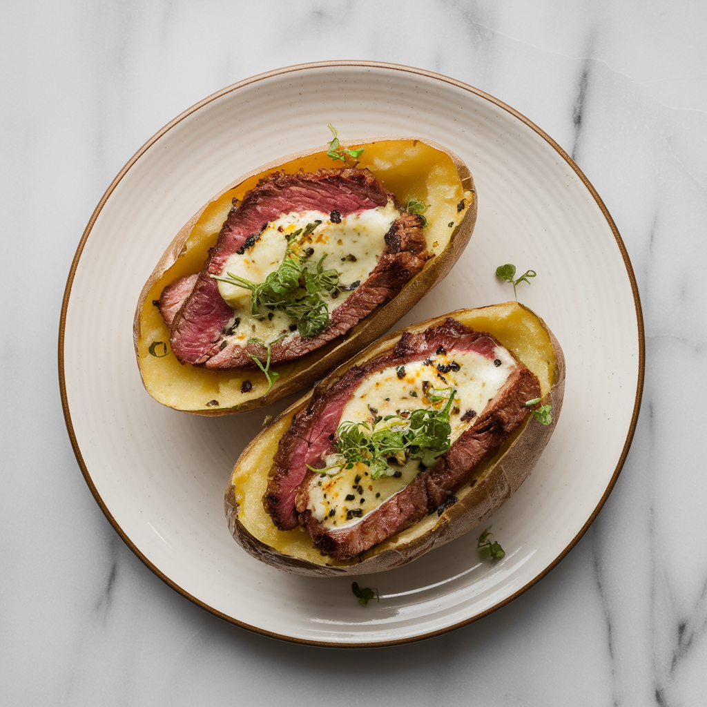 Decadent Steak & Gorgonzola Stuffed Potato Skins