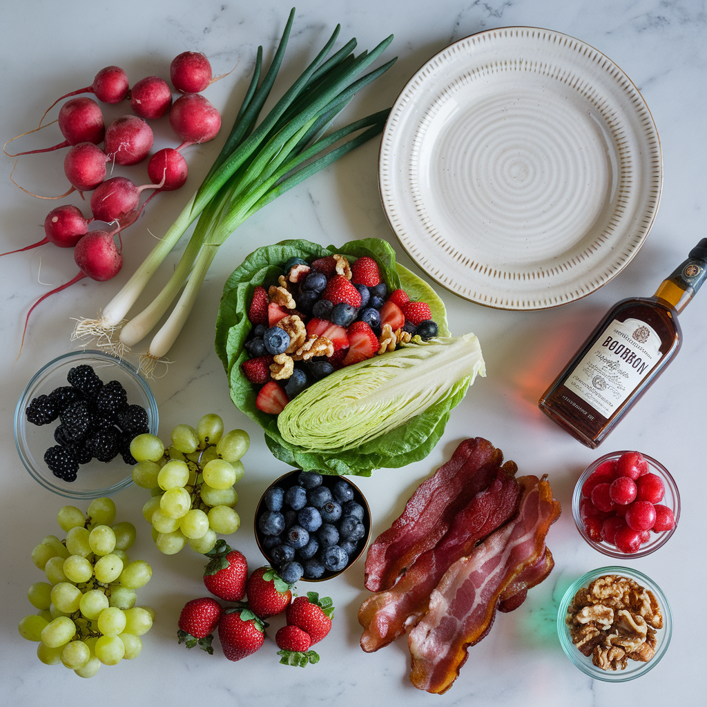 Ingredients for Decadent Steakhouse Wedge Salad with Bacon-Bourbon Dressing