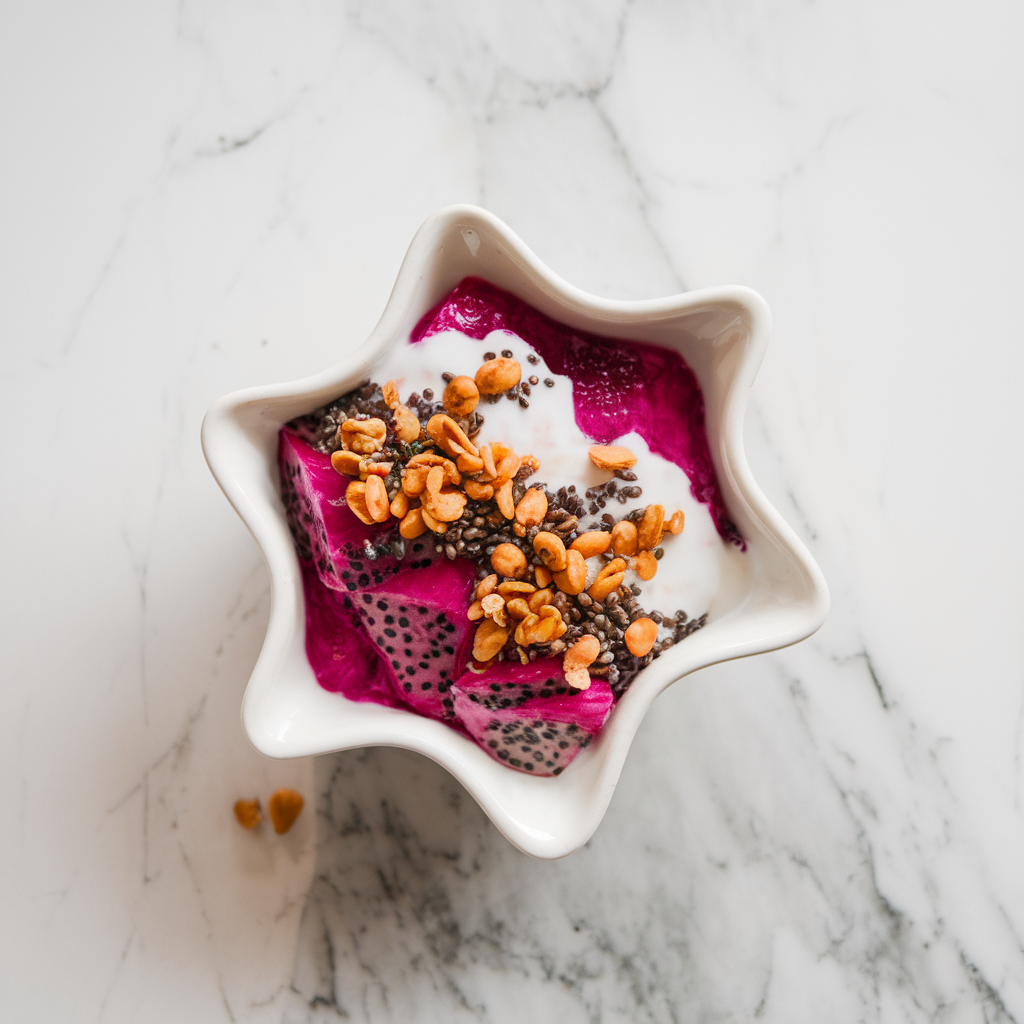 Dragon Fruit and Lentil Parfait with Chia Seed Crunch