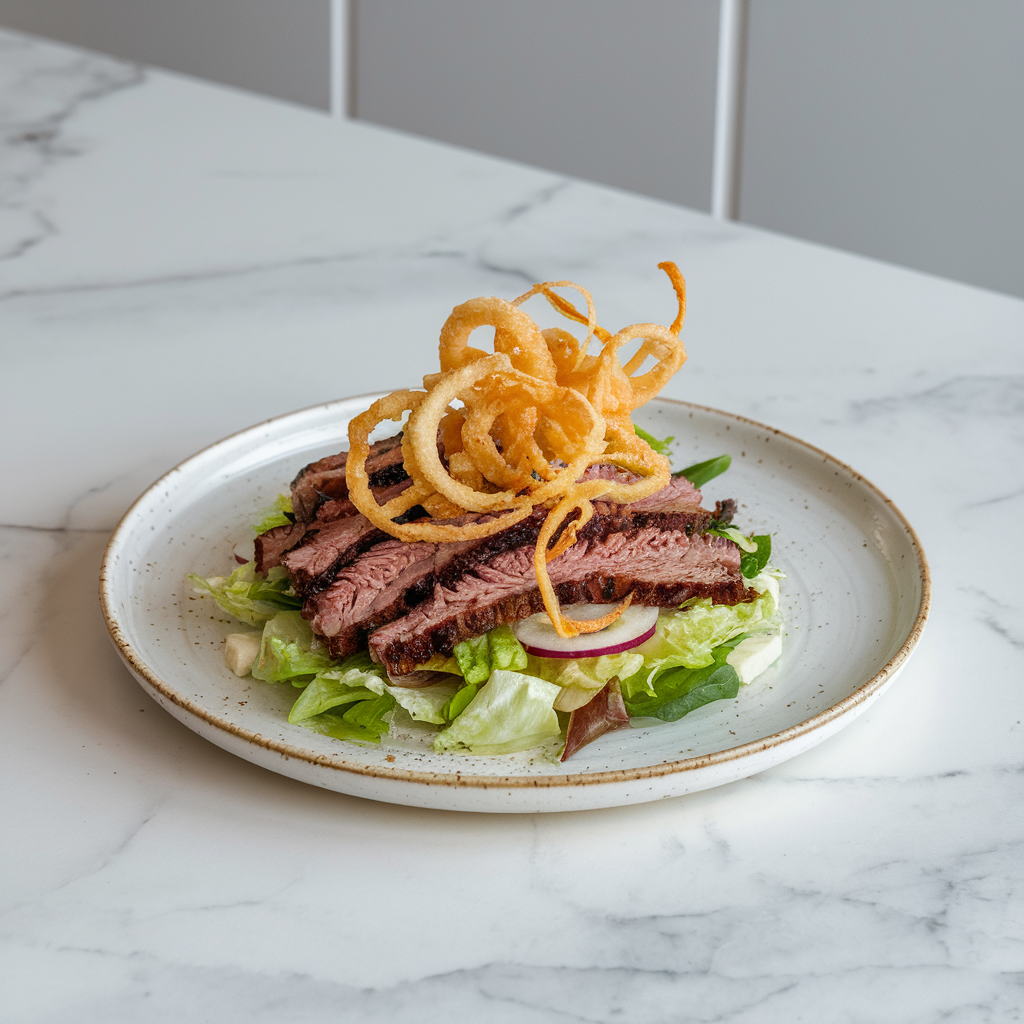 Epic BBQ Brisket Salad with Crispy Onion Straws