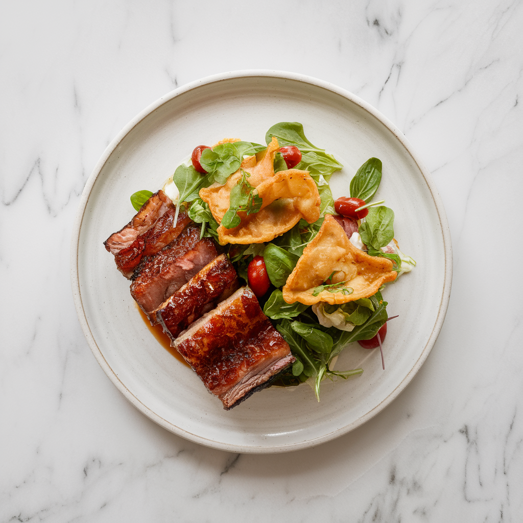 Epic BBQ Pork Belly and Crispy Wonton Salad Extravaganza