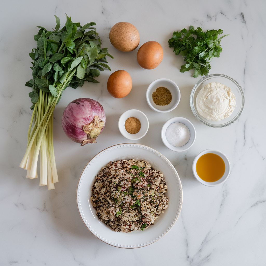 Ingredients for Exotic Air-Fried Spiced Eggplant with Tangy Herb Quinoa