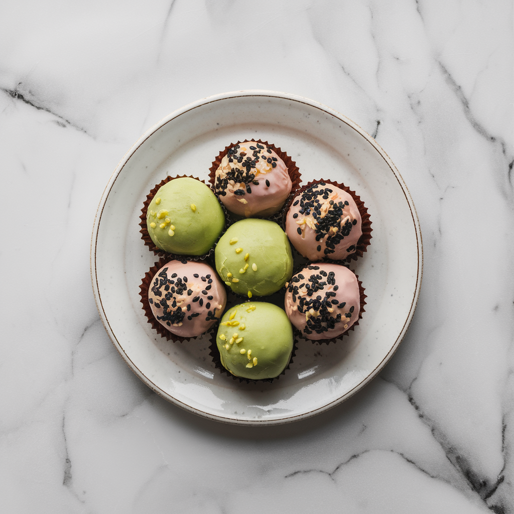 Exotic Avocado and Black Sesame Mochi Truffles